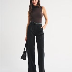Abercrombie & Fitch Black High-Rise Wide-Leg Trousers